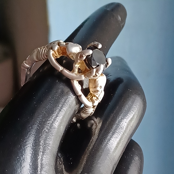 New ☠️keleton & Black Crystal Ring☠️ - Picture 9 of 11